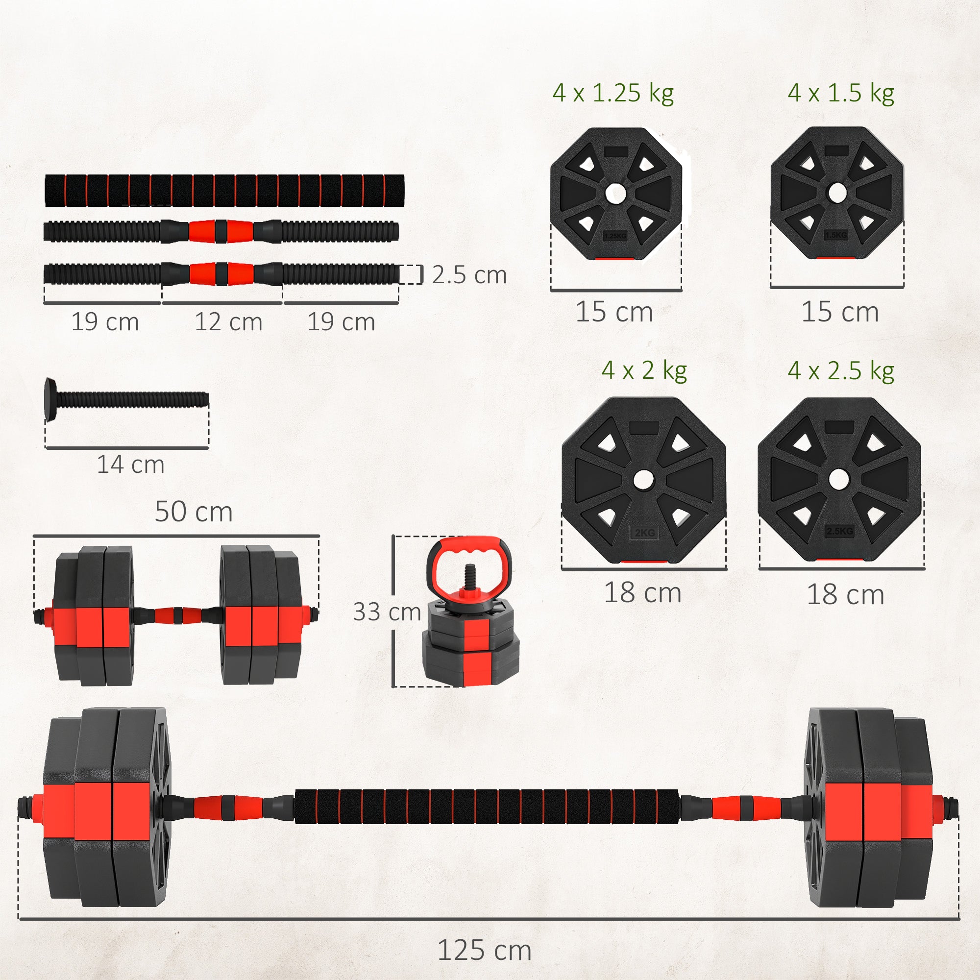 4-in-1 Adjustable Weight Dumbbells Set