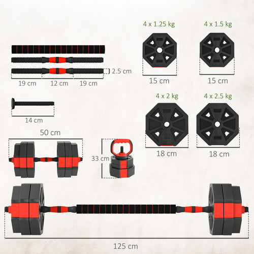 4-in-1 Adjustable Weight Dumbbells Set